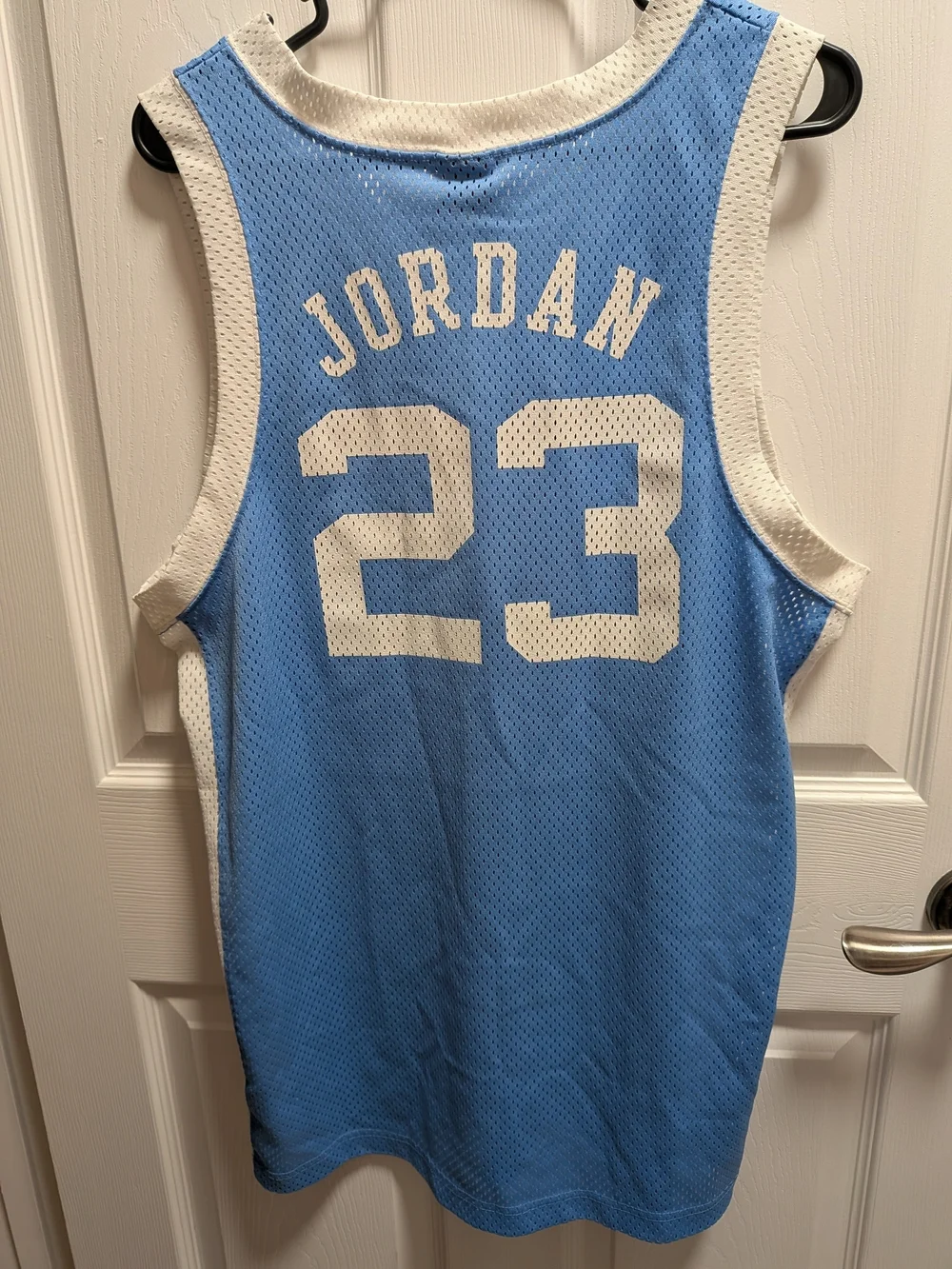 Jordan Light Blue and White Mesh Basketball Jersey
